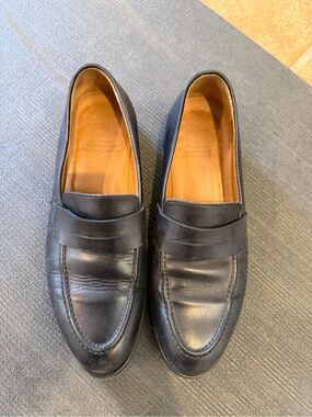 Velasca Men's Black Leather Penny Loafers with Tan Interior 8.5 / 41.5